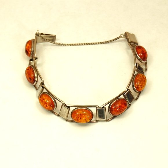 UNISEX AMBER and 925 SILVER LINK BRACELET 7, TENNIS STYLE, GIFT FOR HER or HIM - Picture 3 of 10